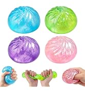 4Pcs Glitter Dumpling Squishies Stress Ball,Adult Stress Relief Toy,Silicone Stress Relief Toy,St...