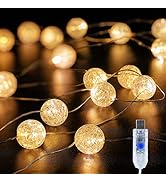 BEEWIN Globe String Lights,10FT 30 LED Decorative Christmas Lights,8 Modes Crystal Crackle Ball L...
