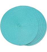 FunWheat Round Braided Placemats Set of 6 Table Mats for Dining Tables Woven Washable Non-Slip Pl...