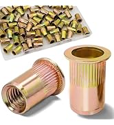 Vifmy 70Pcs M8 Rivet Nuts, Metric Zinc Plated Finish Carbon Steel Flat Head Threaded Insert Nutse...