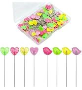 keepsweat 200 Pcs Flat Head Straight Pins,Love and Bird Flat Head Sewing Pins with Colored Head Q...