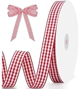 woric Gingham Ribbon 5/8" X 30 Yd Plaid Ribbon Craft Ribbons Buffalo Checker Ribbons for Sewing C...