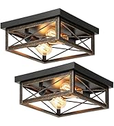 Oil Rubbed Bronze Hallway Light Fixtures Ceiling, 2-Light Farmhouse Industrial Flush Mount Ceilin...