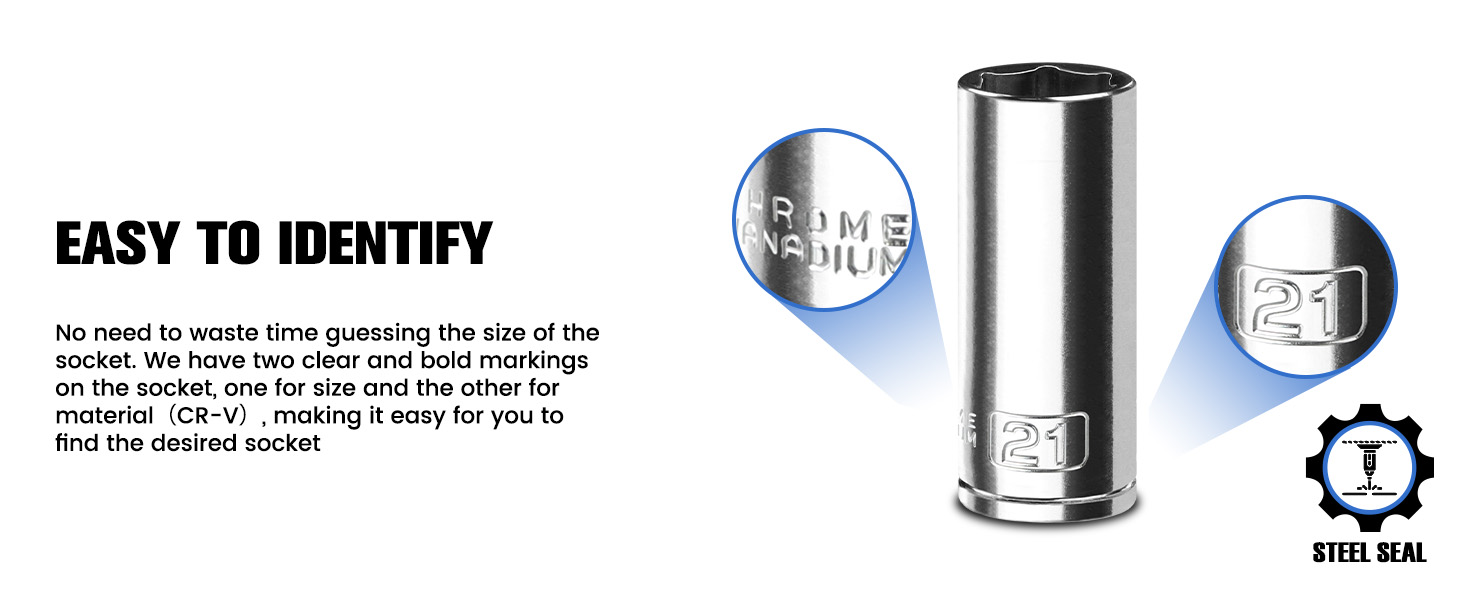 10PCS 3/8” Drive Deep Impact Socket Set, Metric(10mm-21mm)