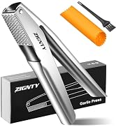 ZIGNTY Garlic Press Stainless Steel, Professional Mincer No Need to Peel, Large Trough Presser Er...