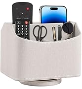 RHCSZ Leather Remote Control Holder 360 Degree Spinning,Desk Rotating Organizer/Caddy for TV Remo...