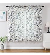 OWENIE Leaf Sheer Curtains for Bedroom Living Room 63 Inch Length 2 Panels, Farmhouse Light Filte...