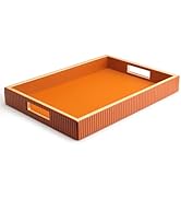 SANZIE Leather Tray Desktop Storage Organizer Premium Serving Trays Decorative Tray Valet Tray fo...