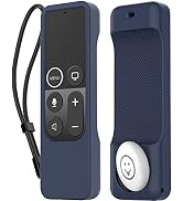AhaStyle Protective Case for Apple TV Siri Remote With AirTag Holder, Anti-Slip Silicone Cover Co...