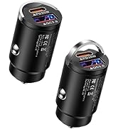 30W Fast Car Charger USB C, 2Pack Mini PD&QC 3.0 Dual Port Type C Cigarette Lighter Adapter Fast ...