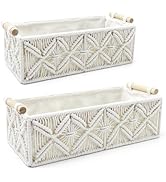 NONAM Macrame Storage Baskets, Boho Decor Style Woven Storage Boxes for Home Organization, Toilet...