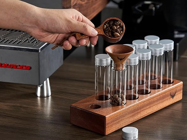 single dose coffee bean storage tubes dosing vessel espresso puck prep