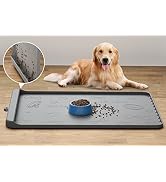 Dog Food Mat - Silicone Dog Mat for Food and Water - 36" x 24" Large Pet Feeding Mats with Residu...