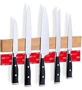 Cucino Magnetic Knife Strip Adhesive - No Drilling 16 Inch Bamboo Magnetic Knife Holder for Wall