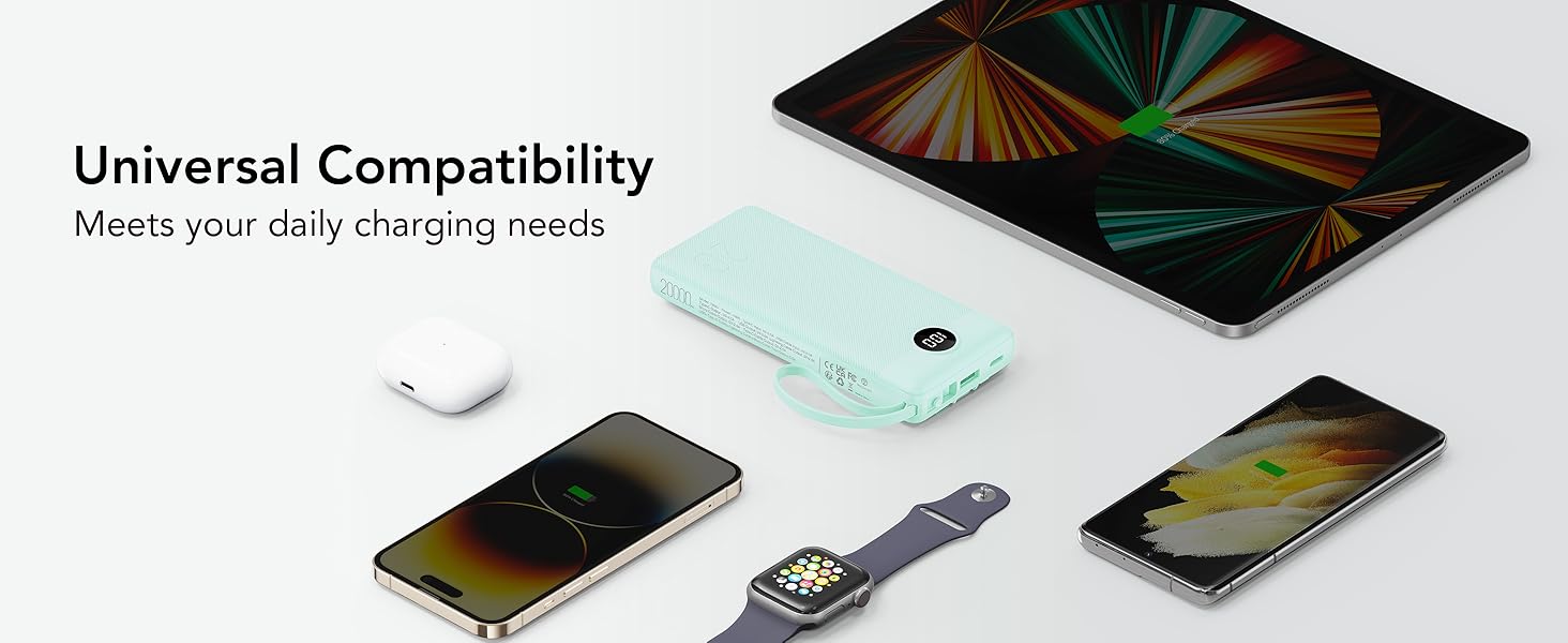 portable charger with built in cables