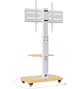 OUKMIC Rolling TV Stand with Power Outlet, Moveable TV Cart with Shelf for 32 to 80 inch TVs up t...