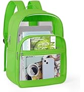 KIMNERPU Clear Backpack, Heavy Duty Transparent Bookbag for School, Fabric & PVC Transparent Back...