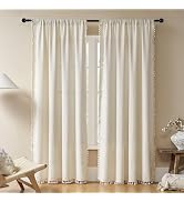 Joydeco Beige Boho Curtains 84 Inch Length 2 Panels, Super Soft Bohemian Farmhouse Curtains with ...