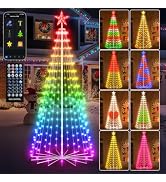 8FT Outdoor Christmas Tree Decorations Smart App Control, DIY Patterns Prelit Multicolor Outdoor ...
