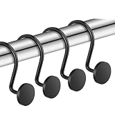 CHICTIE Black Shower Curtain Hooks, 12 Pieces, Metal, Shower Curtain Rings, Modern Decorative Design