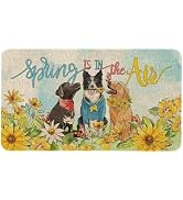 Kuyuayee Spring Dog Welcome Door Mat 30x17 Inch Spring is in The Air Front Doormat Indoor Outdoor...