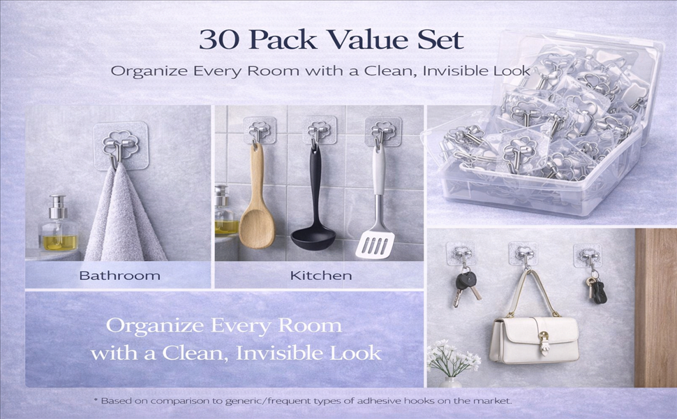 Wall Hooks for Bathroom, Kitchen, Bedroom & Entryway
