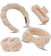 Canitor Spa Headband Wristband Set with Hair Clips Skincare Headbands for Washing Face Skin Care ...