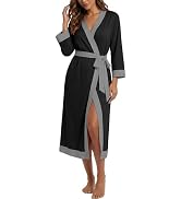 PrinStory Robes for Women Soft Kimono Bathrobe Lightweight Knit Sleepwear long Lounge Robes