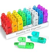 Zoksi Monthly Pill Organizer 2 Times a Day, 30 Day Pill Box Organizer Am Pm, Daily Pill Case with...