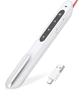 DinoFire White USB C Presentation Clicker Wireless Presenter Remote for PowerPoint Presentations,...