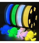 YOUSU 3D Printer Filament Bundle, Glow in The Dark Filament Multicolor, Green, Blue, Yellow and R...