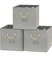 Simple Houseware 13-Inch Cube Storage Bin With Braided Handles, 3 Pack, Gray