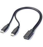 Halokny USB C Y Splitter Charge Cable, 1 Feet USB Type C Female to 2 Dual USB Type C Male Y Split...