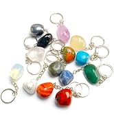 20 PCS Natural Healing Crystals Tumbled Stone Beads Keyring Mixed Irregular Shaped Chakra Stones ...