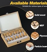 REKCKRUL 15PCS Router Bits Set 1/4 Inch Shank - Tungsten Carbide Woodwork Tools with Wood Case fo...