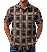 COOFANDY Mens Plaid Button Down Shirts Short Sleeve Casual Summer Shirt Wrinkle Free Dress Shirts...
