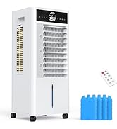 JRD 3-IN-1 Portable Evaporative Air Cooler with Remote, 12H Timer, 4 Ice Pack, 2.4Gal Tank, 4 Mod...