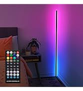 Merkury Innovations Corner Lamp Room LED Light Bar, Music Syncing, Tall RGBIC Color Changing Floo...