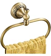 Flybath Oval Towel Ring Antique Brass Exquisite Pattern Carving Hanger Hand Towel Holder for Bath...