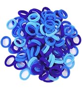 HFZRZFH 100-Pack Small Blue Hair Ties - Soft Cotton Elastic Hair Bands, Seamless Design, No Damag...