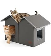 Bedsure Weatherproof Outdoor Cat House - Extra Wide Insulated Feral Cat Shelter with Raised Base ...
