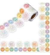 Whaline 32.8 Ft Preppy Pastel Smile Face Bulletin Board Borders Colorful Firework Poms Scalloped ...