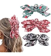 Christmas Gift Hair Clips Claw Clip 3PCS Big Hair Bows for Women Black Green Red Color Butterfly ...