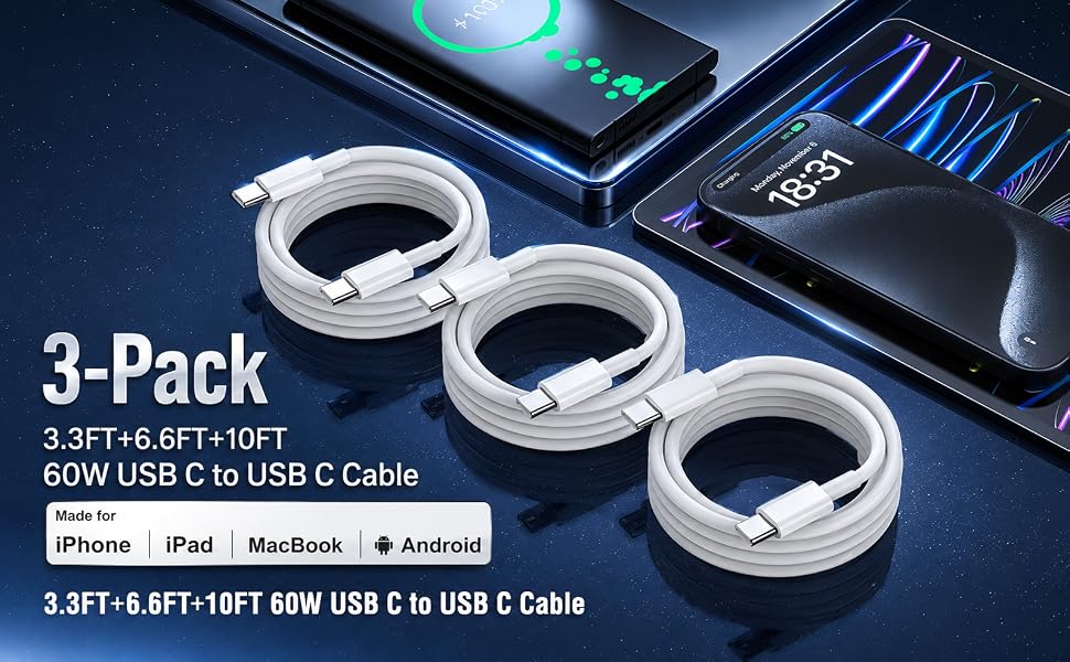 3-pack 3.3ft+6ft+10ft