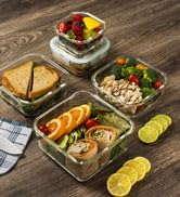 Glass Food Storage Containers 10 Pc, Airtight Glass Storage Containers with Lids, Glass Lunch Ben...