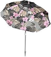 ROXY Beach Umbrella with UV 50+ Sun Protection – Adjustable Tilt, Windproof Design, Lightweight P...
