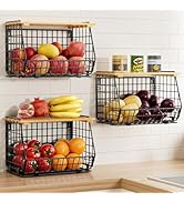 GGIU Wire Fruit Basket for Kitchen Storage: Hanging and Counter Basket for Vegetable Produce - Po...