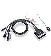 IOGEAR 2-Port USB HDMI Cabled KVM Switch - 1920 x 1200 60Hz - Push Button Switch - Black