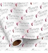 RUSPEPA Funny Valentine's Day Wrapping Paper Roll, Mini Roll, Pew Pew I Love You Lettering with H...