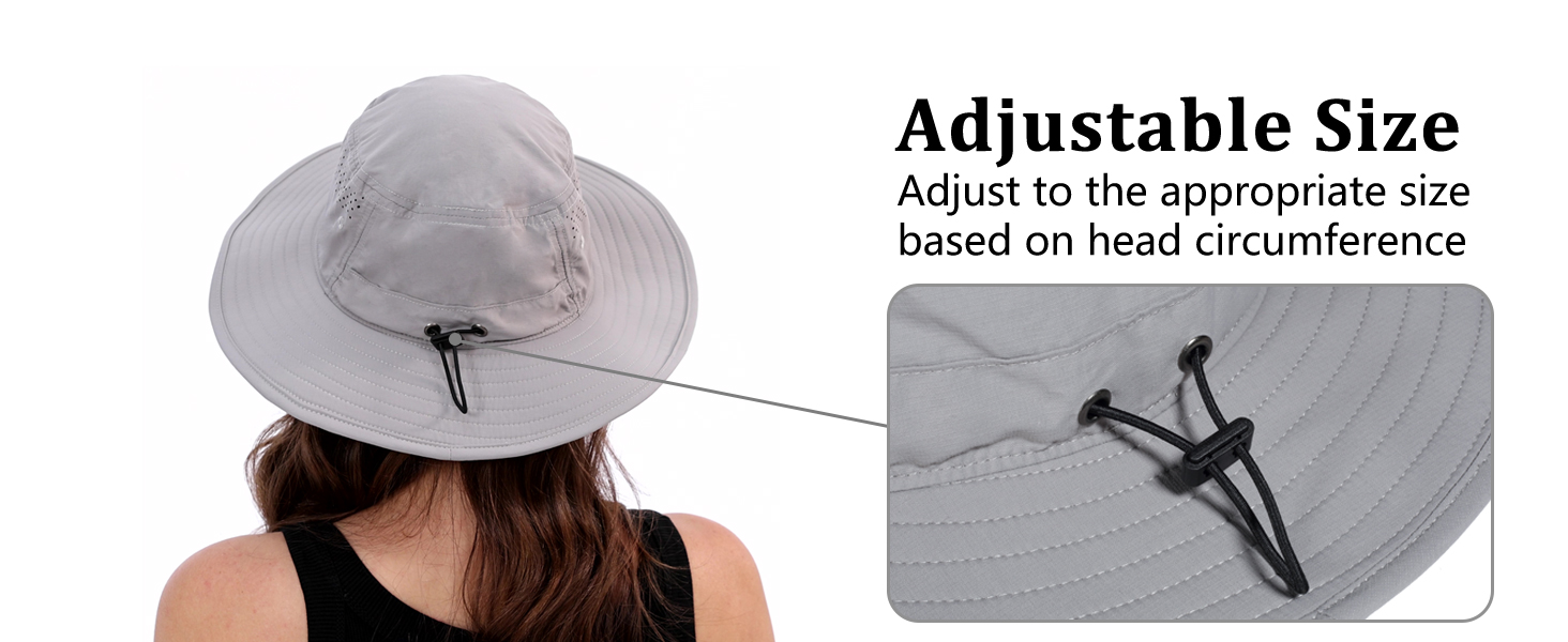 An adjustable back strap fits 55-60cm (21.6-23.6 inches), fishing hat for mens and womens